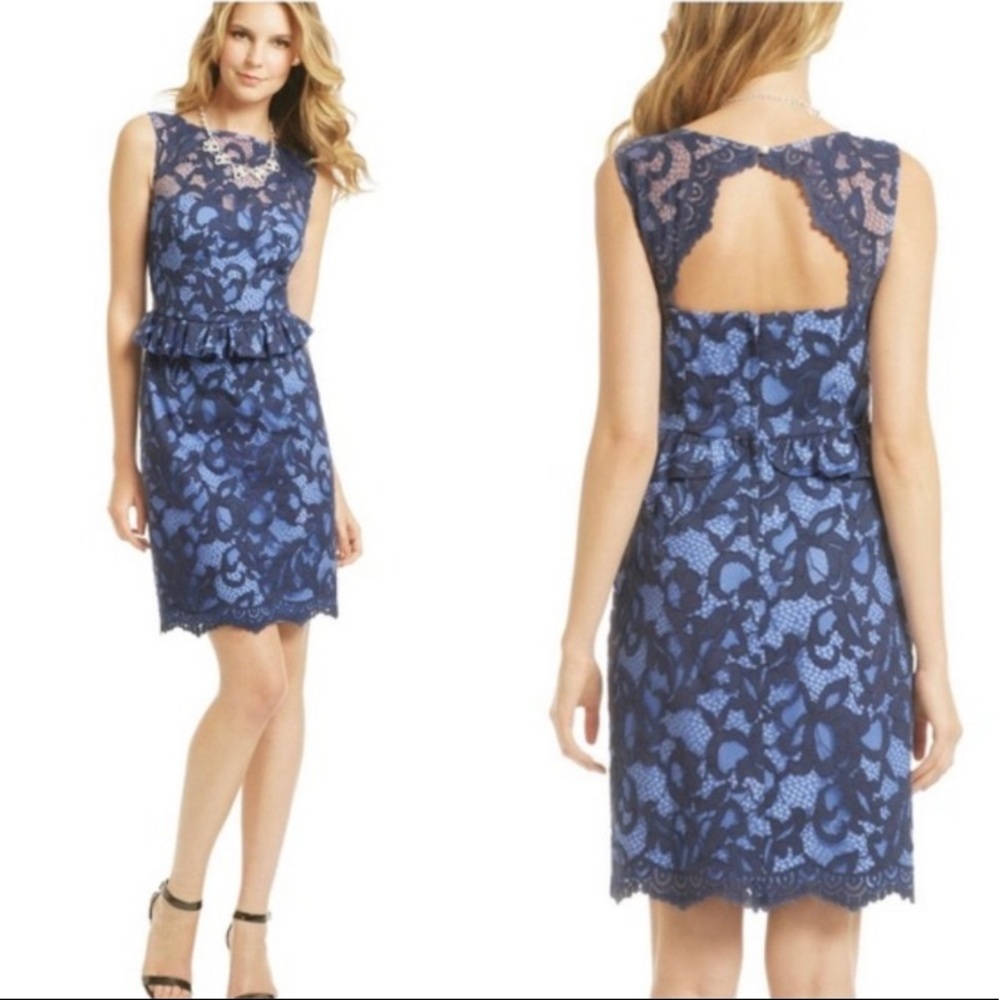 Lilly Pulitzer Kiri Blue Lace Peplum Dress Size 12